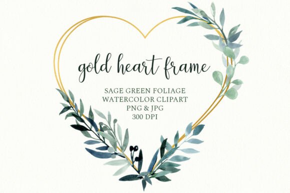 Download Leaves Gold Heart Frame, Greenery Wreath - Leaves Collection