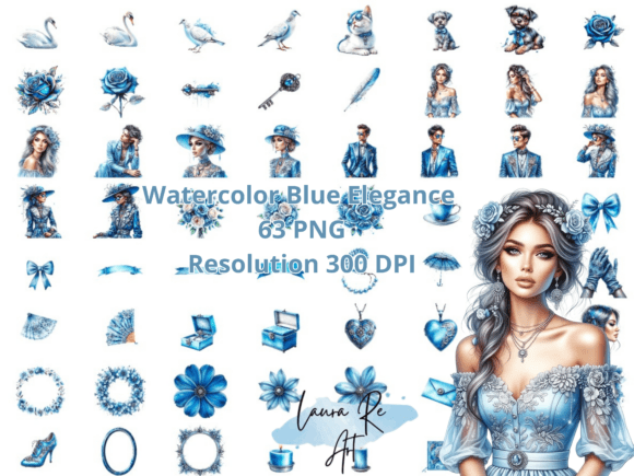 Download Watercolor Blue Elegance - Elegance Collection